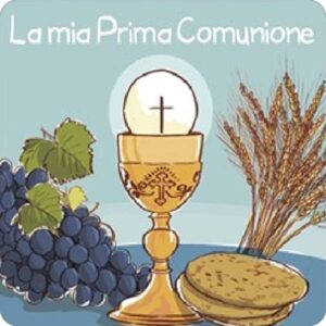 Cialda per torta LA MIA PRIMA COMUNIONE decorazione alimentare senza glutine topper cake (quadrata) img 3 (Pasta di zucchero, 18 x 18 cm)