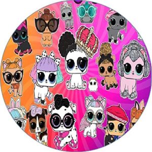 Cialda per torta LOL PETS SURPRISE decorazione alimentare Senza Glutine Topper Cake Rotondo 2 (Pasta di zucchero, 18 cm)
