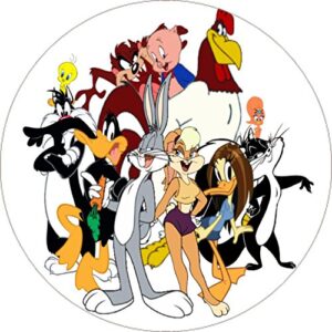 Cialda per torta LOONEY TUNES decorazione alimentare senza glutine topper cake rotondo img 01 (Ostia, 16 cm)