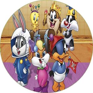 Cialda per torta LOONEY TUNES decorazione alimentare senza glutine topper cake rotondo img 03 (Pasta di zucchero, 16 cm)