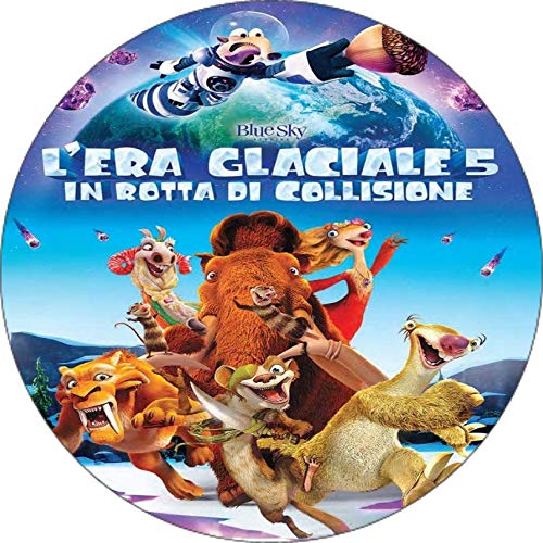Cialda per torta L'era Glaciale decorazione alimentare senza glutine topper cake rotondo 1 (Pasta di zucchero, 18 cm)