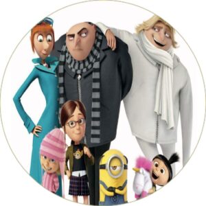 Cialda per torta MINIONS decorazione rotonda alimentare senza glutine personalizzazione grafica inclusa topper cake design img 17
