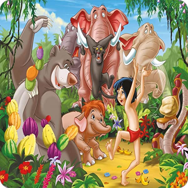 Cialda per torta MOWGLI - IL LIBRO DELLA GIUNGLA decorazione alimentare senza glutine topper cake quadrato 1 (Ostia, 18 x 18 cm)