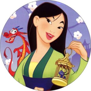 Cialda per torta MULAN decorazione alimentare senza glutine personalizzazione grafica inclusa topper cake rotondo 1 (Pasta di zucchero, 18 cm)