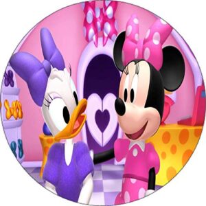 Cialda per torta Minnie e Paperina Decorazione alimentare senza glutine topper cake quadrato rotondo 1 (Ostia, 18 cm)