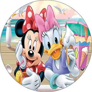Cialda per torta Minnie e Paperina Decorazione alimentare senza glutine topper cake quadrato rotondo 2 (Pasta di zucchero, 18 cm)