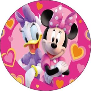 Cialda per torta Minnie e Paperina Decorazione alimentare senza glutine topper cake quadrato rotondo 3 (Pasta di zucchero, 18 cm)