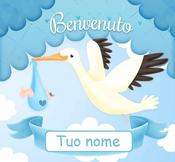 Cialda per torta NASCITA Bambino Bimbo Cicogna Decorazione alimentare Gluten free Topper Cake ( rettangolare) (Ostia, 20 x 30 cm)
