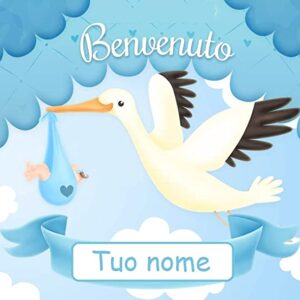 Cialda per torta NASCITA Bimbo Bambino Benvenuto Decorazione alimentare Gluten free Topper Cake ( rettangolare) (Pasta di zucchero, 25 x 15 cm)