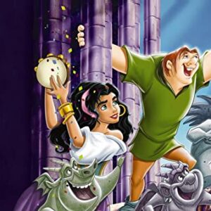 Cialda per torta NOTRE DAME QUASIMODO ED ESMERALDA decorazione alimentare senza glutine topper cake rettangolare 1 (Ostia, 20 x 30 cm)