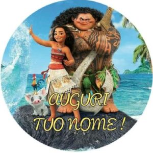 Cialda per torta OCEANIA (Moana) Principessa VAIANA decorazione alimentare senza glutine personalizzazione grafica inclusa topper cake design (formato rotondo) img 11