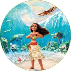 Cialda per torta OCEANIA (Moana) Principessa VAIANA decorazione alimentare senza glutine personalizzazione grafica inclusa topper cake design (formato rotondo) img 3