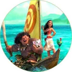 Cialda per torta OCEANIA (Moana) Principessa VAIANA decorazione alimentare senza glutine personalizzazione grafica inclusa topper cake design (formato rotondo) img 1