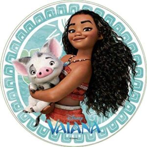 Cialda per torta OCEANIA Principessa VAIANA decorazione alimentare senza glutine topper cake ( rotondo) img 10 (Pasta di zucchero, 20 cm)