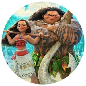 Cialda per torta OCEANIA Principessa VAIANA decorazione alimentare senza glutine topper cake ( rotondo) img 14 (Pasta di zucchero, 18 cm)