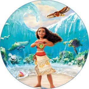Cialda per torta OCEANIA Principessa VAIANA decorazione alimentare senza glutine topper cake ( rotondo) img 3 (Ostia, 18 cm)