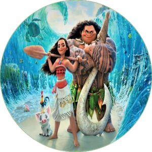 Cialda per torta OCEANIA Principessa VAIANA decorazione alimentare senza glutine topper cake ( rotondo) img 8 (Ostia, 18 cm)