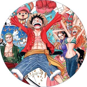 Cialda per torta One Piece decorazione alimentare senza glutine topper cake rotonda 2 (Ostia, 16 cm)