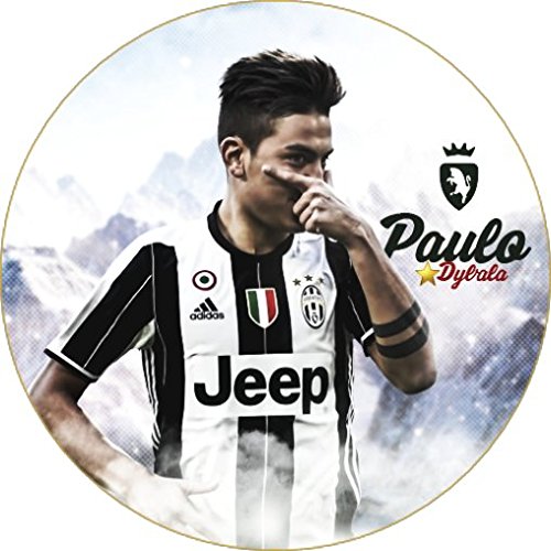 Cialda per torta PAULO DYBALA Juventus decorazione alimentare senza glutine  topper cake img 15 (Ostia, 20 cm) - TortaPrint