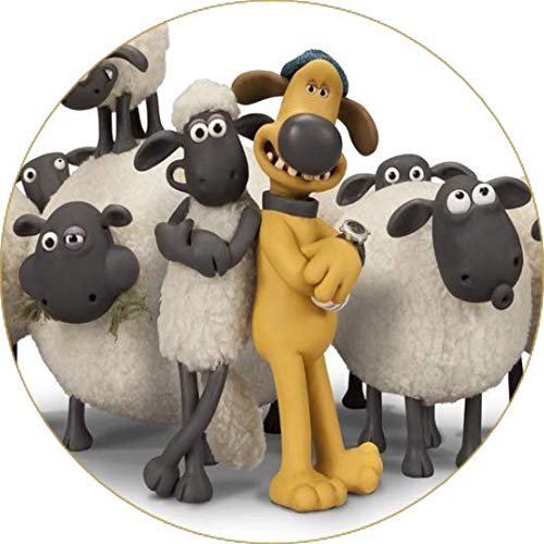 Cialda per torta PECORA SHAUN decorazione alimentare senza glutine topper cake rotondo img 3 (Pasta di zucchero, 20 cm)