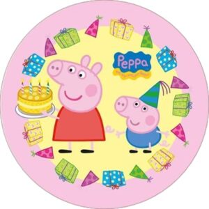 Cialda per torta PEPPA PIG decorazione alimentare senza glutine topper cake ( rotondo) img 10 (Ostia, 16 cm)