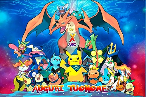 Cialda per torta POKEMON decorazione alimentare senza glutine topper cake img 1 (Pasta di zucchero, 20x30 cm)