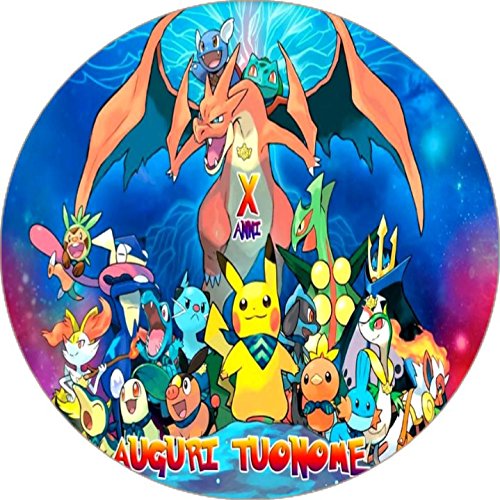 Cialda per torta POKEMON decorazione alimentare senza glutine topper cake img 2 (Pasta di zucchero, 18 cm)
