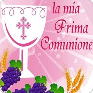 Cialda per torta PRIMA COMUNIONE CRESIMA decorazione alimentare senza glutine topper cake ( quadrato) img 15 (Ostia, 18 x 18 cm)