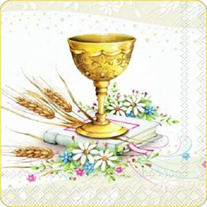 Cialda per torta PRIMA COMUNIONE CRESIMA decorazione alimentare senza glutine topper cake ( quadrato) img 2 (Ostia, 16 x 16 cm)