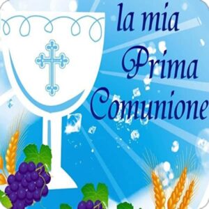 Cialda per torta PRIMA COMUNIONE CRESIMA decorazione alimentare senza glutine topper cake ( quadrato) img 7 (Ostia, 18 x 18 cm)