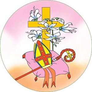 Cialda per torta PRIMA COMUNIONE CRESIMA decorazione alimentare senza glutine topper cake ( rotondo) img 17 (Ostia, 20 cm)