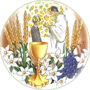 Cialda per torta PRIMA COMUNIONE Lui & Lei SANTA CRESIMA decorazione alimentare senza glutine personalizzazione grafica inclusa topper cake design (Formato rotondo) img 10