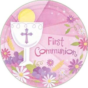 Cialda per torta PRIMA COMUNIONE Lui & Lei SANTA CRESIMA decorazione alimentare senza glutine personalizzazione grafica inclusa topper cake design (Formato rotondo) img 14