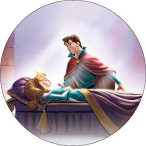 Cialda per torta PRINCIPESSA AURORA La Bella Addormentata decorazione alimentare senza glutine personalizzazione grafica inclusa topper cake rotondo 1