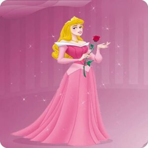 Cialda per torta PRINCIPESSA AURORA decorazione alimentare senza glutine topper cake quadrato 2 (Ostia, 20 x 20 cm)