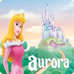 Cialda per torta PRINCIPESSA AURORA decorazione alimentare senza glutine topper cake quadrato 3 (Pasta di zucchero, 20 x 20 cm)