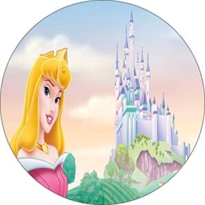 Cialda per torta PRINCIPESSA AURORA decorazione alimentare senza glutine topper cake rotondo 1 (Pasta di zucchero, 16 cm)
