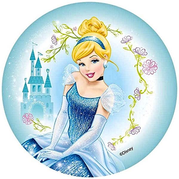 Cialda per torta PRINCIPESSA CENERENTOLA decorazione alimentare senza glutine topper cake img 4 (Pasta di zucchero, 20 cm)