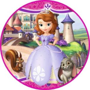 Cialda per torta PRINCIPESSA SOFIA decorazione alimentare senza glutine personalizzazione grafica inclusa topper cake design (Formato rotondo) img 6