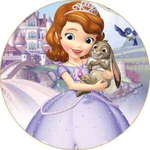 Cialda per torta PRINCIPESSA SOFIA decorazione alimentare senza glutine personalizzazione grafica inclusa topper cake design (Formato rotondo) img 3