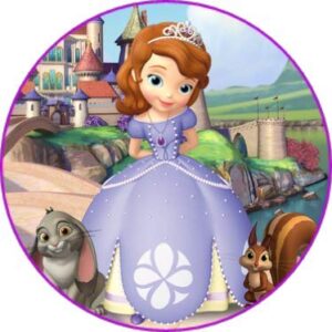 Cialda per torta PRINCIPESSA SOFIA decorazione alimentare senza glutine topper cake ( rotondo) img 7 (Pasta di zucchero, 18 cm)