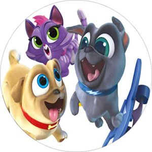 Cialda per torta PUPPY DOG PALS cuccioli decorazione alimentare senza glutine personalizzazione grafica inclusa topper cake rotondo 3