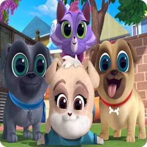 Cialda per torta PUPPY DOG PALS cuccioli decorazione alimentare senza glutine topper cake quadrato 5 (Ostia, 18 x 18 cm)