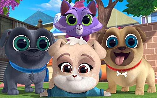 Cialda per torta PUPPY DOG PALS cuccioli decorazione alimentare senza glutine topper cake rotondo 1 (Ostia, 25 x 15 cm)