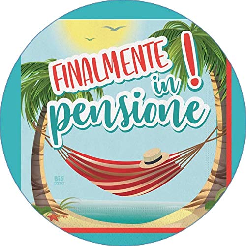 Cialda per torta Pensionamento Lui & Lei Decorazione alimentare Senza Glutine Topper Cake (Rotonda) img 12 (Ostia, 18 cm)
