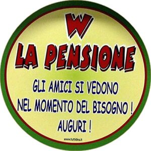 Cialda per torta Pensionamento Lui & Lei Decorazione alimentare Senza Glutine Topper Cake (Rotonda) img 8 (Ostia, 20 cm)
