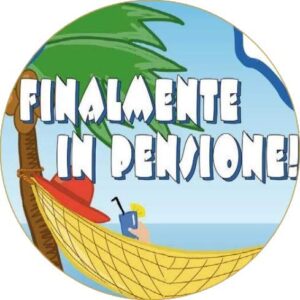 Cialda per torta Pensionamento Lui & Lei Festa Pensione Speciali Decorazione alimentare personalizzabile Gluten free Topper Cake Design (Rotonda) img 3