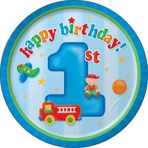 Cialda per torta Primo 1° Compleanno Bambino Decorazione alimentare personalizzabile Gluten free Topper Cake Design (Formato rotondo)