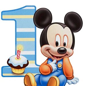 Cialda per torta Primo Compleanno Baby Topolino Decorazione alimentare personalizzabile Gluten free Topper Cake Design (Rettangolare)