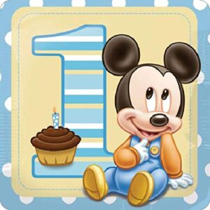 Cialda per torta Primo Compleanno Baby Topolino Decorazione alimentare personalizzabile Gluten free Topper Cake Design (quadrata)